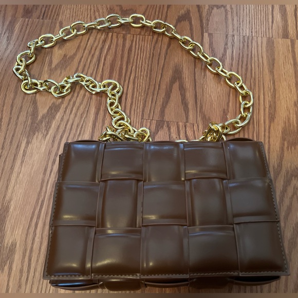 Miss Lola Brown Bag with Gold Chain - Picture 1 of 4